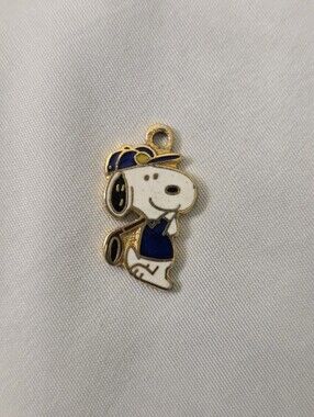 Snoopy Enamel Charm Bracelet Golf Pendant in Blue and White